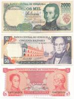 Venezuela 1989. 5B + 1998. 50B + 2000B T:I-III szép papír Venezuela 1989. 5 Bolivares + 1998. 50 Bolivares + 2000 Bolivares C:UNC-F fine paper