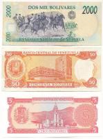 Venezuela 1989. 5B + 1998. 50B + 2000B T:I-III szép papír
Venezuela 1989. 5 Bolivares + 1998. 50 Bo...