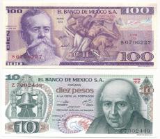 Mexikó 1974. 100P + 1975. 10P T:I-III szép papír Mexico 1974. 100 Pesos + 1975. 10 Pesos C:UNC-F fine paper