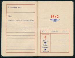 1942 Bazsó Lajos úri és női divat kereskedő és fehérnemű készítő zsebnaptárja, bejegyzésekkel