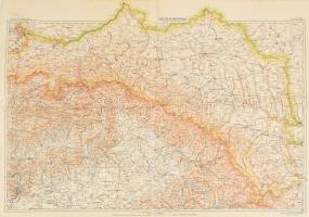1915 Galícia és Bukovina térképe, 1:900 000, Magyar Földrajzi Intézet Rt. 48×67 cm
