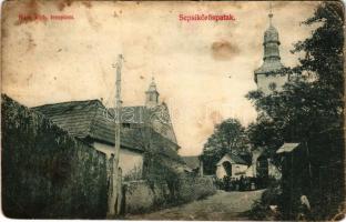 1915 Sepsikőröspatak, Kőröspatak, Valea Crisului; Római katolikus templom, Gróf Kálnoky Félix, Ludmilla, Imre és Pál Intézet / church, school (fl)