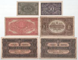 1920. 20f + 50f + 2K + 10K + 20K (2x) T:I--III- közte szakadás, folt