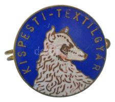 ~1930-1940. Kispesti-Textilgyár zománcozott, farkasfejes cégembléma jelvény (18mm) T:2 zománchiba