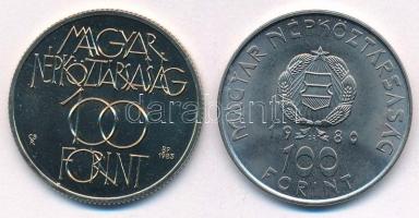 1980. 100Ft Ni "Szovjet-magyar közös űrrepülés" + 1985. 100Ft Cu-Ni "Kulturális Fórum...