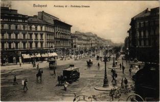 1910 Budapest VI. Andrássy út, omnibusz, Menton kávéház (EK)