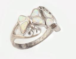 Ezüst(Ag) pillangós gyűrű, jelzett, méret: 51, bruttó: 4 g