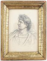 Olvashatatlan jelzéssel: Nagy Sándor portréja. Ceruza, papír. Üvegezett, kissé sérült fakeretben. 17,5x13 cm.