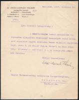 1927 Bp., Erődi-Harrach Tihamér (1885-1947) országgyűlési képviselő, kormányfőtanácsos fejléces, gépelt levele a Magyar Gazdaszövetség Igazgatósága részére, saját kezű aláírásával