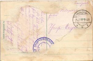 1917 Nagyszeben, Hermannstadt, Sibiu; Büffelmarkt / Bivaly vásár, piac / buffalo market (ragasztónyo...