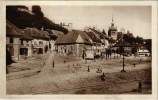 1930 Segesvár, Schässburg, Sighisoara; utca, cukrászda, Wilhelm West üzlete / street view, confectionery, shops (EK)