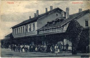 1913 Tövis, Teius; vasútállomás. Róth S. József vasúti vendéglős kiadása / Bahnhof / railway station (fa)