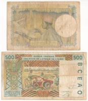 Francia Nyugat-Afrika 1934. 5Fr + Nyugat-Afrikai Államok / Mali 2003. 500Fr T:III,III- szakadás, fol...