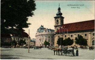 Nagyszeben, Hermannstadt, Sibiu; Grosser Ring / Nagy piac. Heinrich Meltzer kiadása / market square