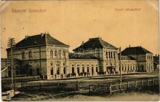 1908 Szatmárnémeti, Satu Mare; vasúti pályaudvar, vasútállomás. Cseplák Bálint kiadása / railway station (EB)