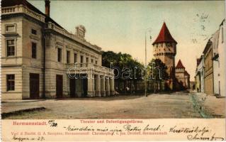 1905 Nagyszeben, Hermannstadt, Sibiu; Theater, Befestigungstürme / színház, torony. G. A. Seraphin, Jos. Drotleff / theatre, bastion tower (EK)