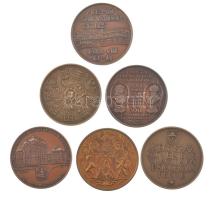 6 darabos bronz emlékérem tétel, közte "Türr István", "Buda visszafoglalásának 300. é...