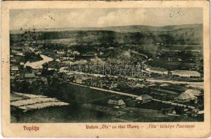 1940 Maroshévíz, Oláhtoplica, Toplita, Toplica; Vedere Ófa cu raul Mures / Ófa látképe a Maros folyóval, fűrésztelep. Walter Ede kiadása / general view, sawmill, Mures riverside (EB)