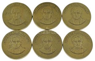 ~1990. Louis Braille 1809-1852 kétoldalas bronz emlékérem (6x) (35mm) T:1- ~1990. Louis Braille 1809-1852 two-sided bronze commemorative medallion (6x) (35mm) C:AU