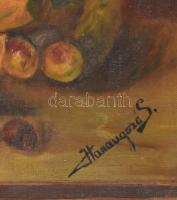 Harangozó S jelzéssel: Csendélet. Olaj, vászon, sérült. 60×82 cm