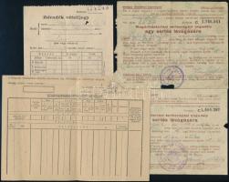 1950-1952 7 db háztartással, mezőgazdasággal kapcsolatos dokumentum (sertésvágási engedély, marhalev...