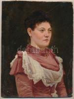 J. Esch jelzéssel: Hölgy portréja. Olaj, karton. 1900 körül. 25x19 cm