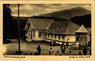 1942 Oláhszentgyörgy, Sangeorgiul Roman, Sangeorz-Bai; Hideg és meleg fürdő / spa, bath (EB)