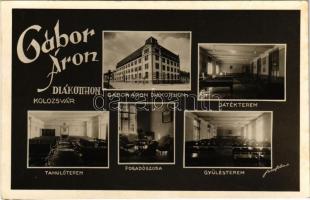 1942 Kolozsvár, Cluj; Gábor Áron Diákotthon, játékterem, biliárdasztalok, tanulóterem, fogadószoba, gyűlésterem, belső / students&#039; home, pool tables, room interiors