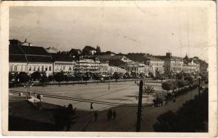 1941 Marosvásárhely, Targu Mures; Fő tér, bank, gyógyszertár, üzletek / main square, bank, pharmacy, shops (fa)