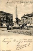 1904 Arad, Szentháromság szobor, szálloda és kávéház. Bloch H. kiadása / Holy Trinity statue, hotel and café