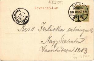 1904 Arad, Szentháromság szobor, szálloda és kávéház. Bloch H. kiadása / Holy Trinity statue, hotel ...