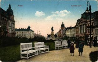 1916 Arad, Kossuth park. Kerpel Izsó kiadása / park (ragasztónyom / glue marks)