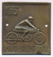 ~1950. "MHS (Magyar Honvédelmi Sport Szövetség) Motoros ÖHV" szögletes lemez jelvény, 2 rögzítőlyukkal (52x48mm) T:1-