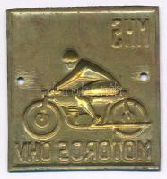 ~1950. "MHS (Magyar Honvédelmi Sport Szövetség) Motoros ÖHV" szögletes lemez jelvény, 2 rö...