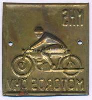 ~1950. "MHS (Magyar Honvédelmi Sport Szövetség) Motoros ÖHV" szögletes lemez jelvény, 2 rö...