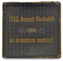 1933. TESZ. Nemzeti Munkahét 1933 - Az eredményes munkáért emlékérem díszdoboz, a doboz élein kopásokkal