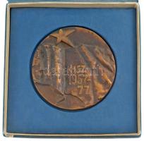 1977. KISZ 1957-1977 / KISZ Pest Megyei Bizottsága kétoldalas, öntött bronz emlékérem, eredeti sérült dísztokban. Szign.: BI (mm) T:1-