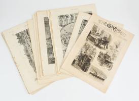 cca 1888 22 db, többségében gazdagon illusztrált lap a The Graphic c. folyóiratból, nyomat, papír, részben kissé sérült és kissé foltos, 41x31 cm
