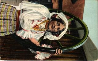 1913 Hunyad megye, Judetul Hunedoara; román asszony / Romanian folklore