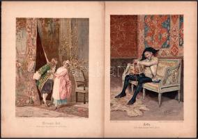 cca 1890-1900 8 db színes, reprodukciós illusztráció német és osztrák festők után. Kromotipográfia (...