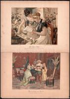 cca 1890-1900 8 db színes, reprodukciós illusztráció német és osztrák festők után. Kromotipográfia (...