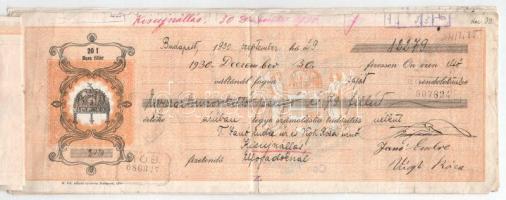 Budapest 1930. 10 darab 10f és 20f névértékű kitöltött váltó T:III szakadások