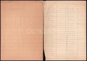 1941-1944 M. kir. VII. utász munkásszázad névsora, két részben, össz. 6 gépelt oldal + 9 db tábori posta levelezőlap (5 megírt, 4 kitöltetlen)
