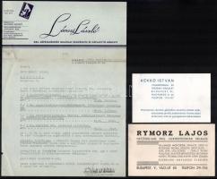 cca 1942 7 db reklámnyomtatvány (fejléces levél, levelezőlap, reklámlap), közte megírt, postázott is