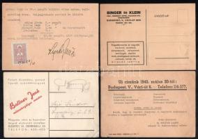 cca 1942 7 db reklámnyomtatvány (fejléces levél, levelezőlap, reklámlap), közte megírt, postázott is