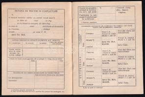 cca 1930 Román katonai szolgálati könyv, kitöltetlen / Livret de Serviciu Militar / Romanian militar...