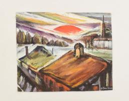 Gyulai Gaál Endre (1904-1991): Falu vége. Olaj, vászon-karton, jelzett, 20x25 cm