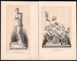 cca 1880-1900 10 db nyomat és metszet tétel antik szobrokról, isten és császár ábrázolással (Augustu...
