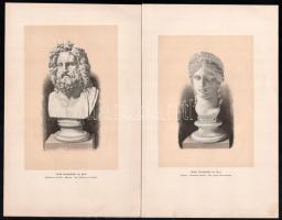 cca 1880-1900 10 db nyomat és metszet tétel antik szobrokról, isten és császár ábrázolással (Augustu...