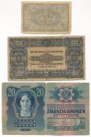 1913. 20K felülbélyegzés nélkül + 1920. 20f + 1923. 1000K T:III-
